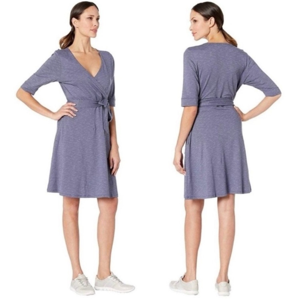 TOAD & Co NWT Rosalinda Dress Small Blue V Neck Belted Travel Dress